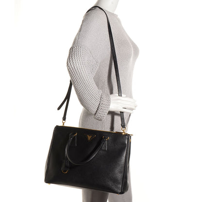 Prada Saffiano Lux Medium Double Zip Tote Nero Black 2 of 10