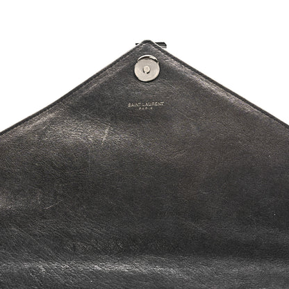 Saint Laurent Sheepskin Matelasse Chevron Monogram Monochrome Large College Satchel Black 11 of 12