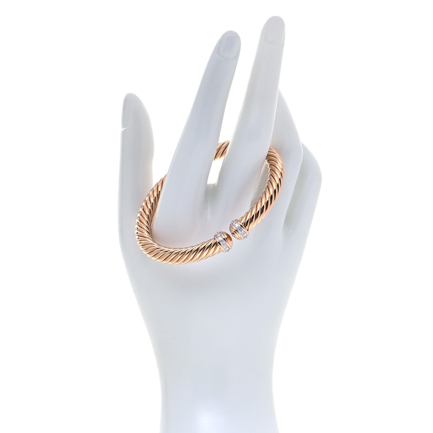David Yurman 18K Rose Gold Diamond 7mm Cablespira Bracelet 2 of 5