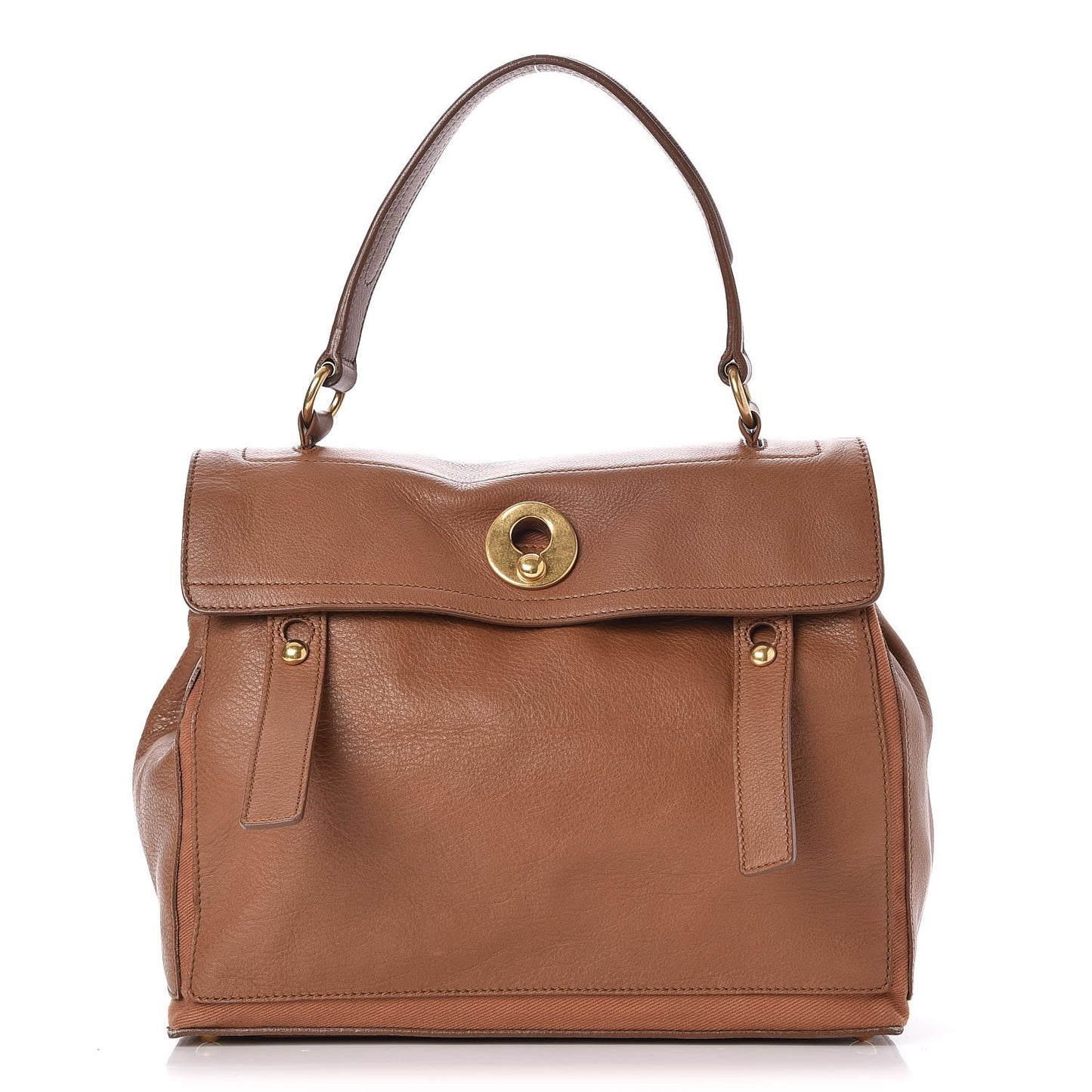 Calfskin Canvas Medium Muse Two Brown