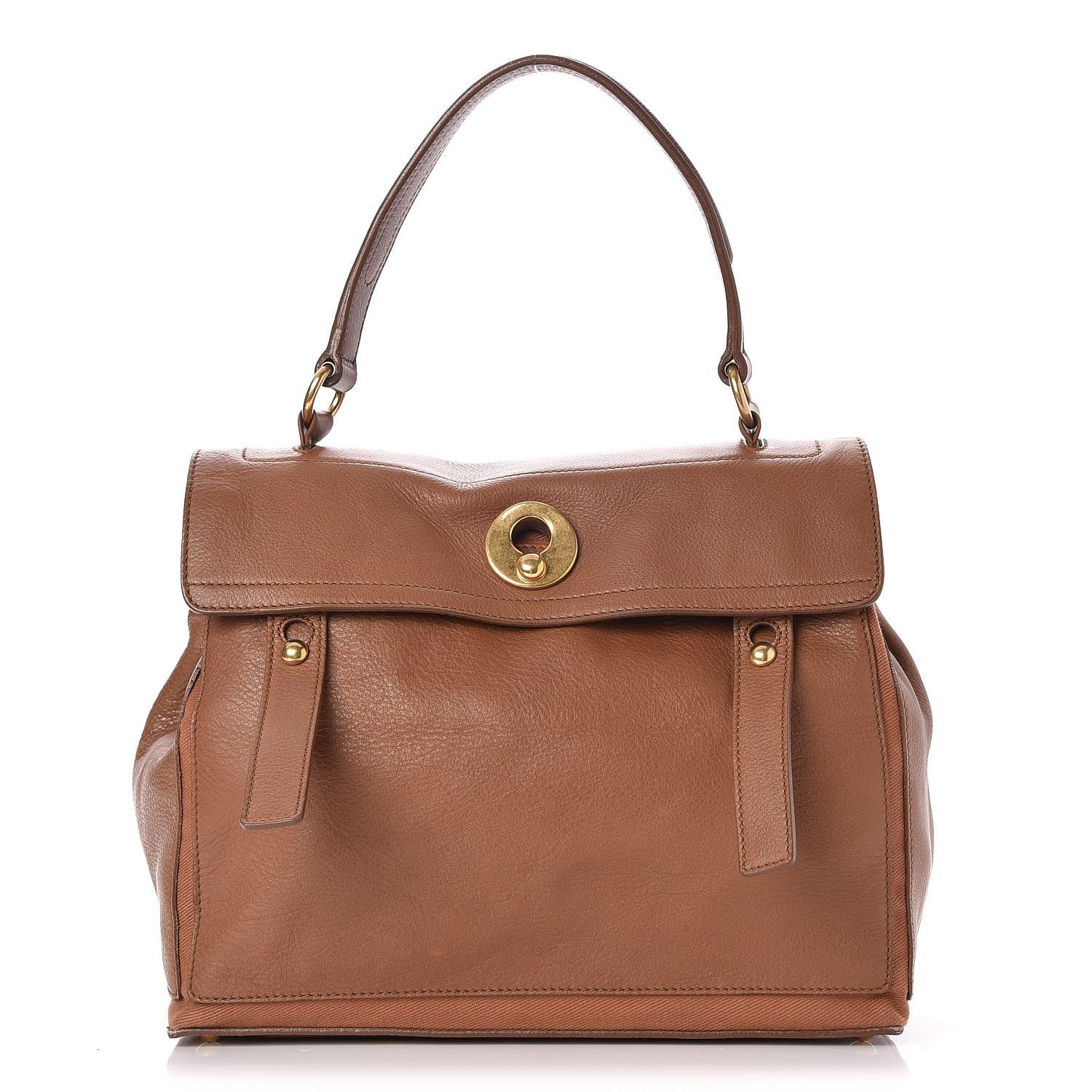 Saint Laurent Calfskin Canvas Medium Muse Two Brown 1 of 12