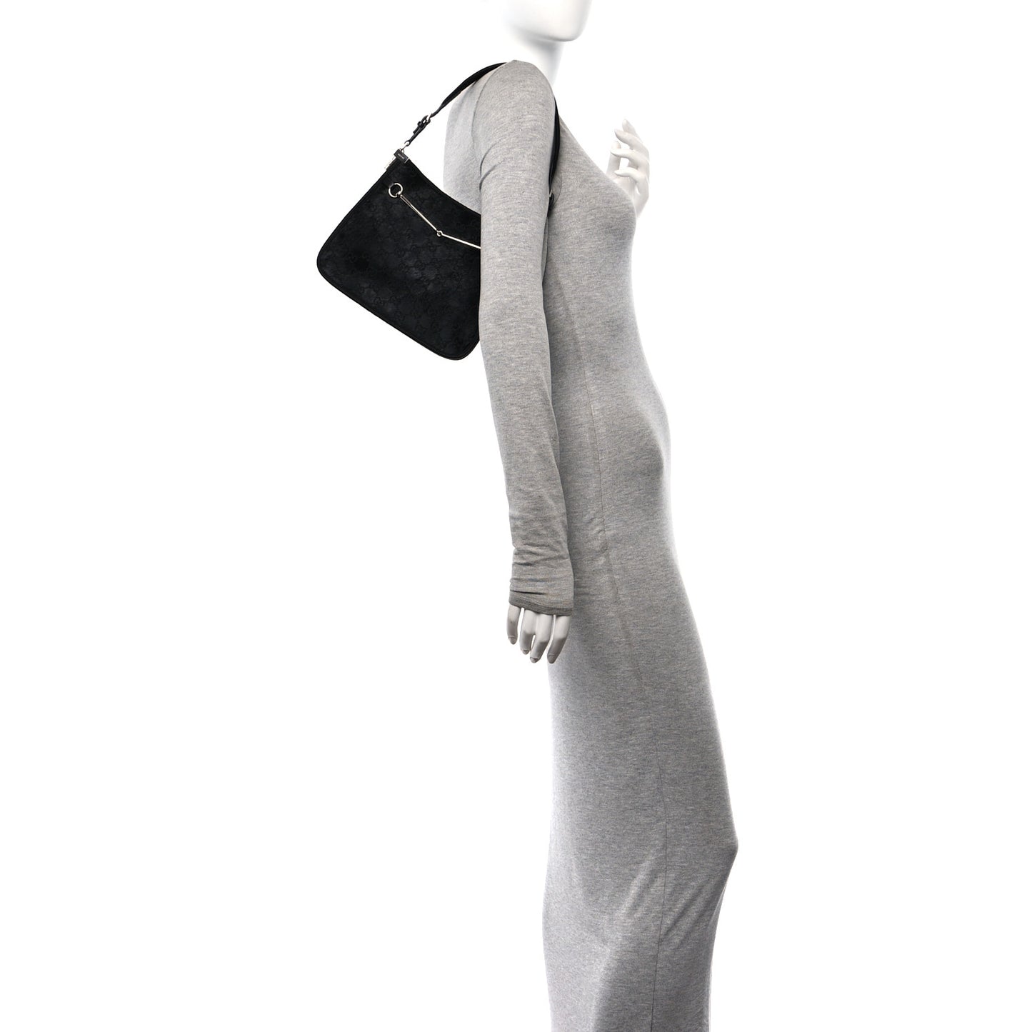 Calf Hair Horsebit Slim Shoulder Bag Black