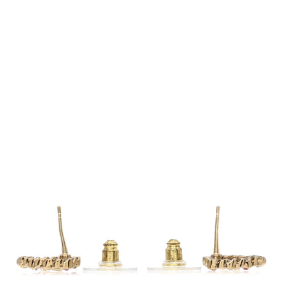 Chanel Pearl Crystal CC Heart Earrings Gold Multicolor 3 of 4