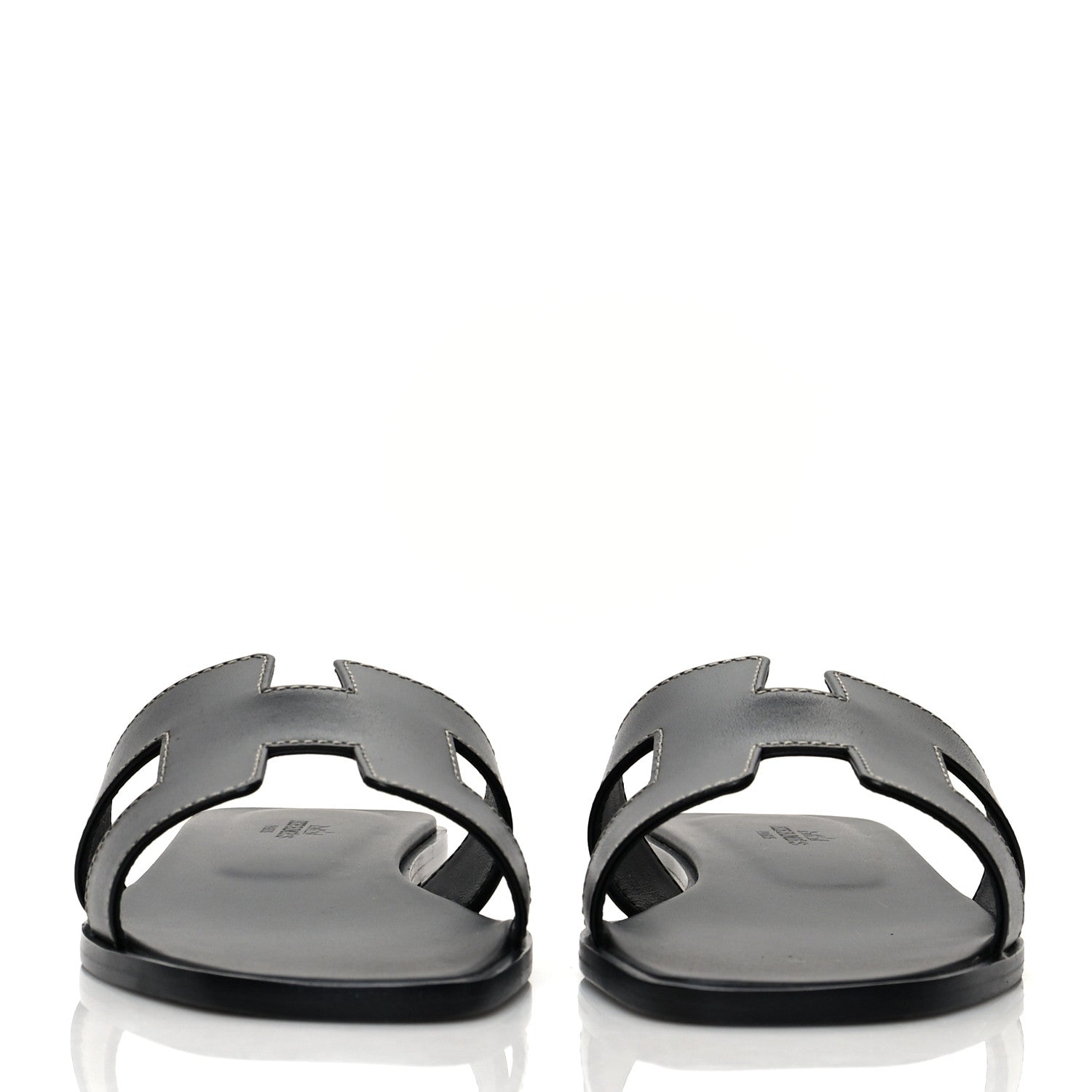 Hermes Box Calfskin Oran Sandals 38 Black 2 of 9