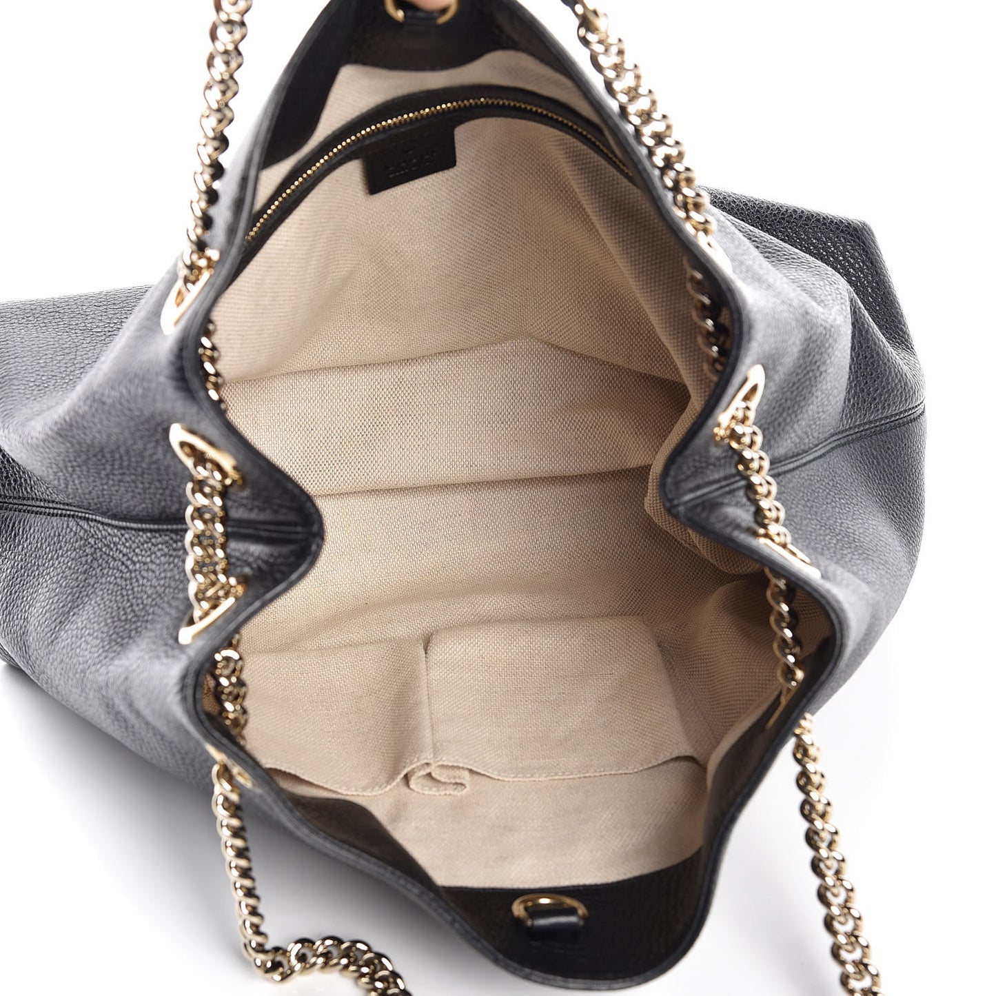 Pebbled Calfskin Medium Soho Chain Shoulder Bag Black