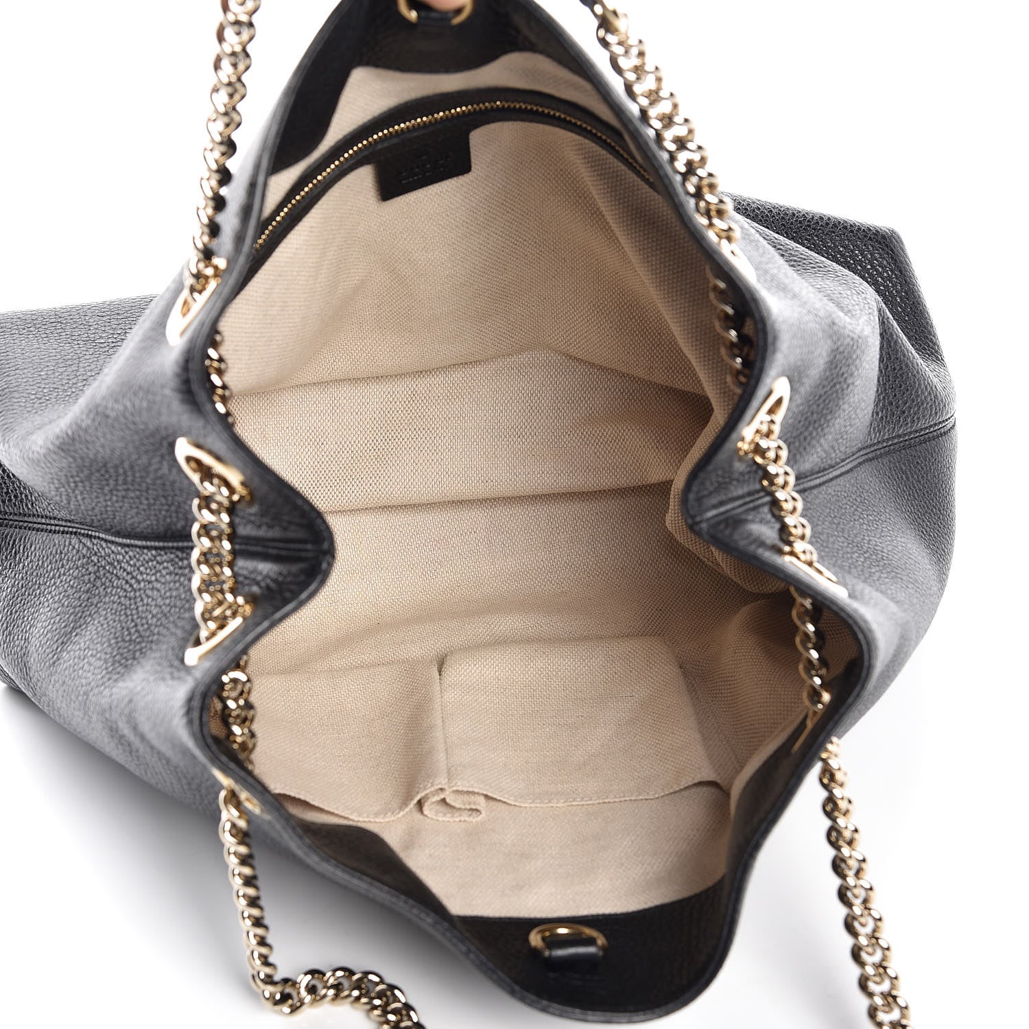 Gucci Pebbled Calfskin Medium Soho Chain Shoulder Bag Black 5 of 7