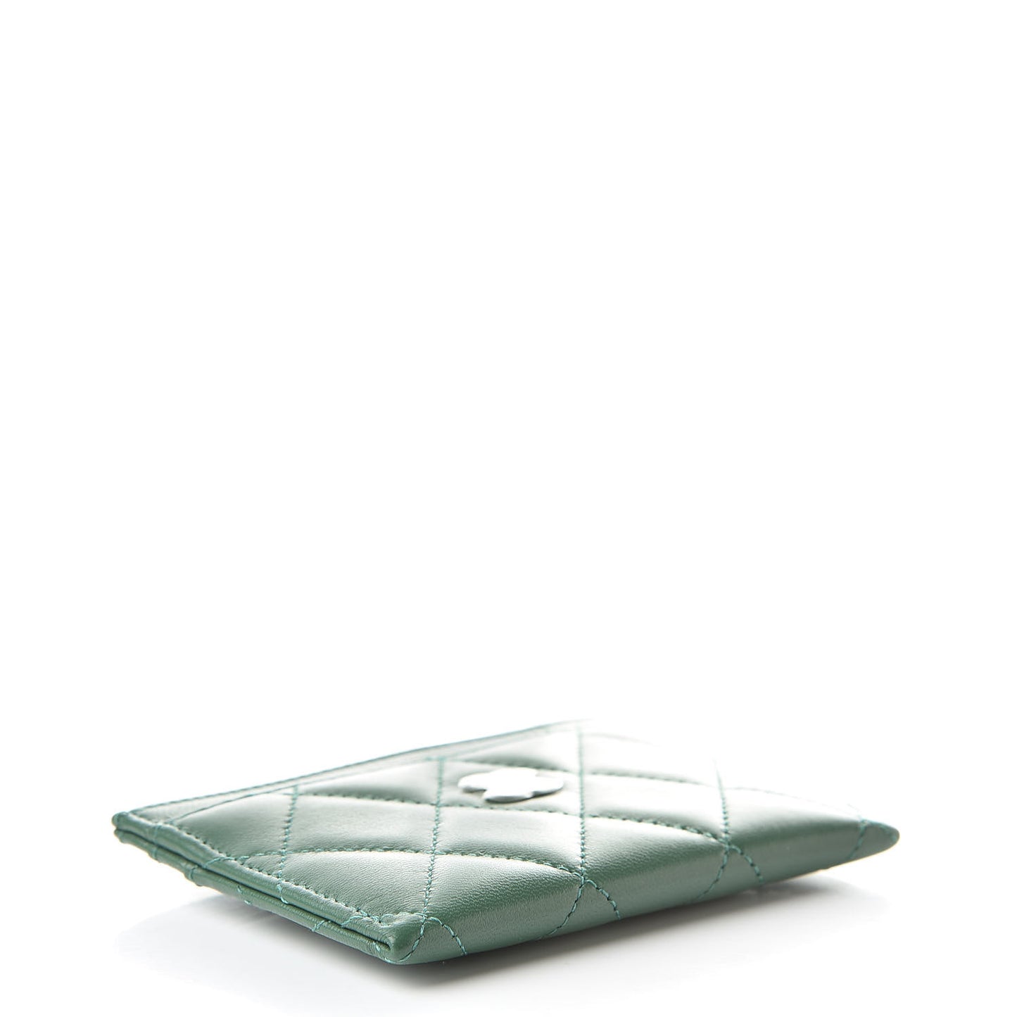 Lambskin Quilted Card Holder Green