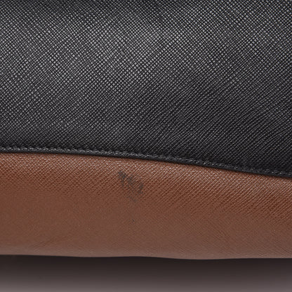 Prada Saffiano Soft Bi-Color Tote Palissandro Black 11 of 17