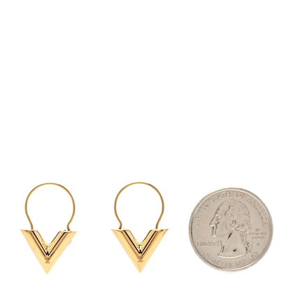 Louis Vuitton Brass Essential V Hoop Earrings Gold 2 of 5