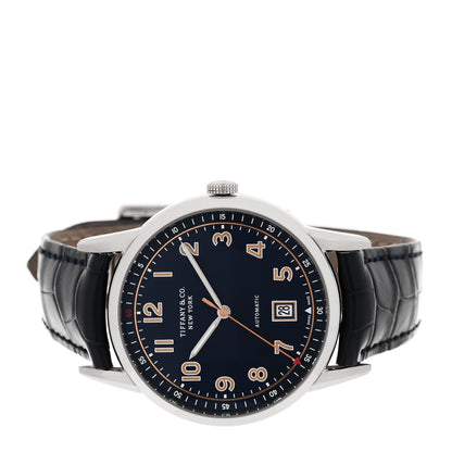 Tiffany Stainless Steel Alligator 40mm CT60 3-Hand Automatic Watch Blue 2 of 4