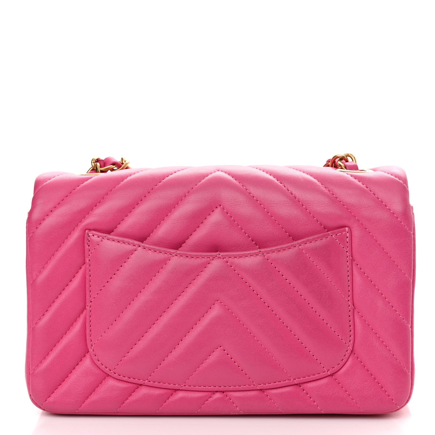 Chanel Lambskin Chevron Quilted Mini Rectangular Flap Dark Pink 11 of 11