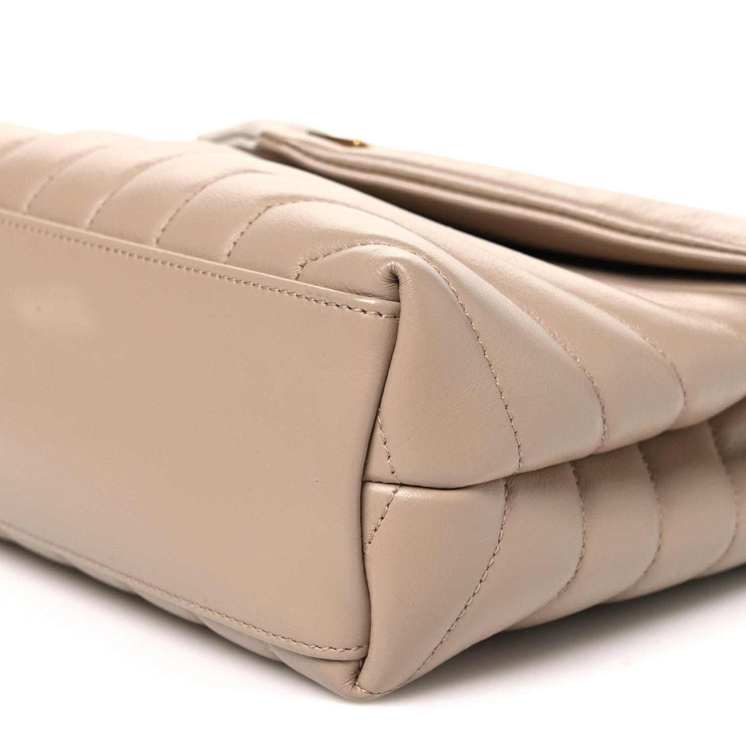 Saint Laurent Calfskin Y Quilted Monogram Small Loulou Chain Satchel Dark Beige 10 of 11