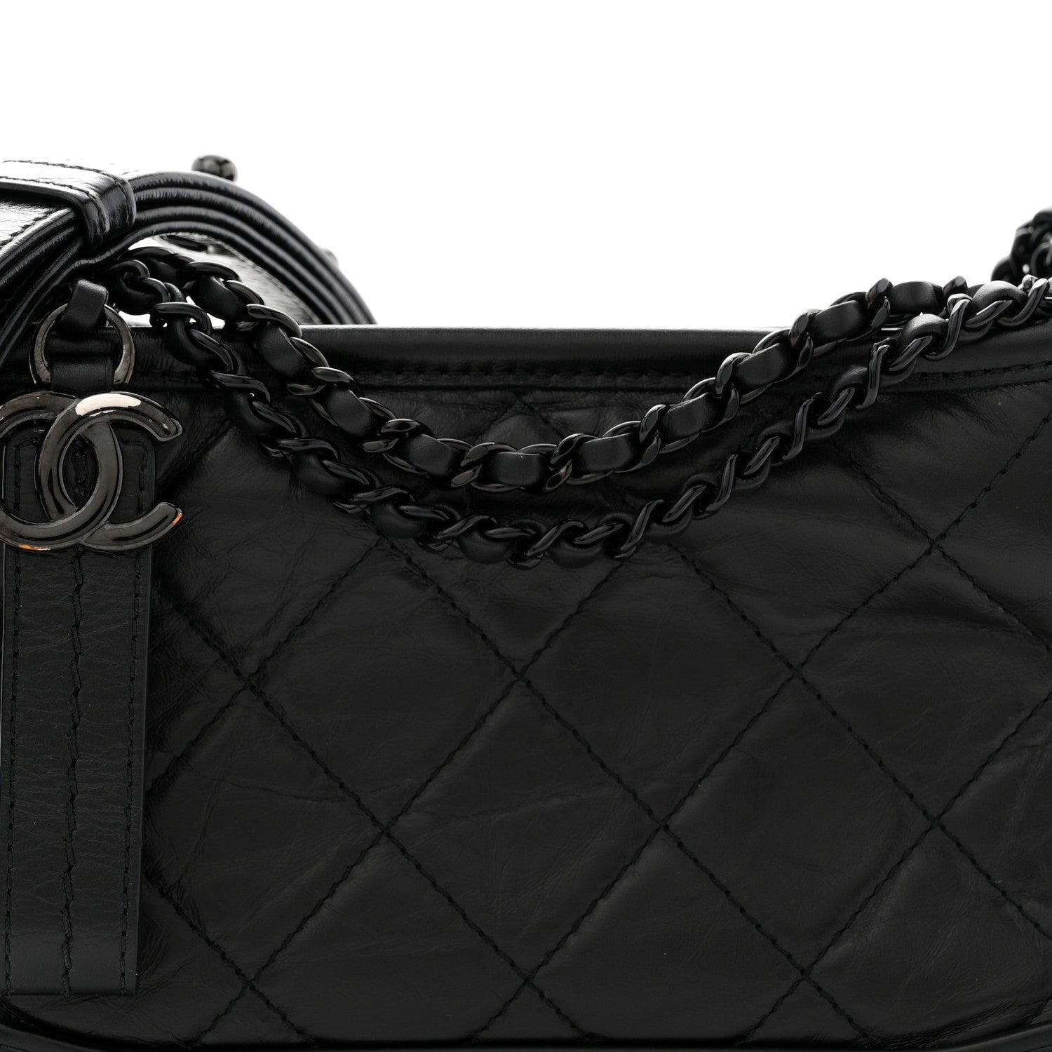 Chanel Aged Calfskin Quilted Small Gabrielle Hobo So Black 8 of 12
