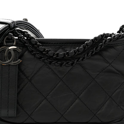 Chanel Aged Calfskin Quilted Small Gabrielle Hobo So Black 8 of 12