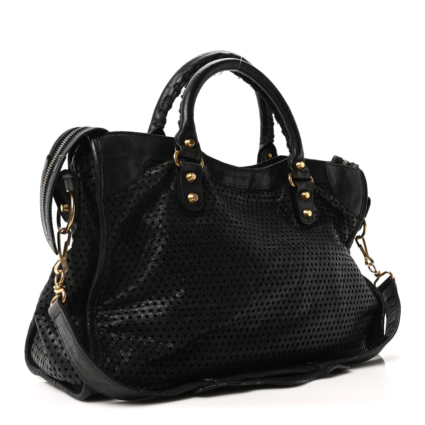 Agneau Laser Cut Cross Classic Gold Hardware City Black