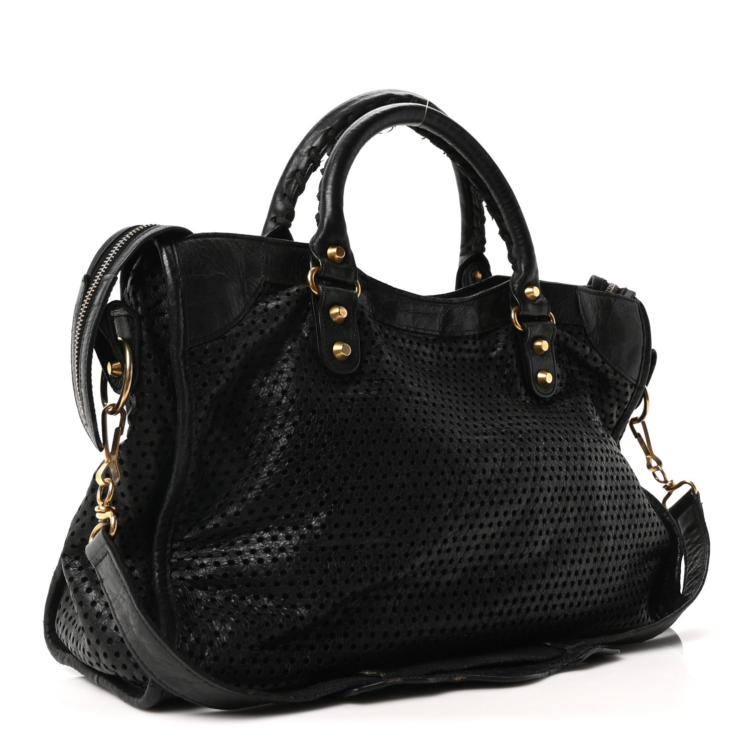 Balenciaga Agneau Laser Cut Cross Classic Gold Hardware City Black 4 of 12