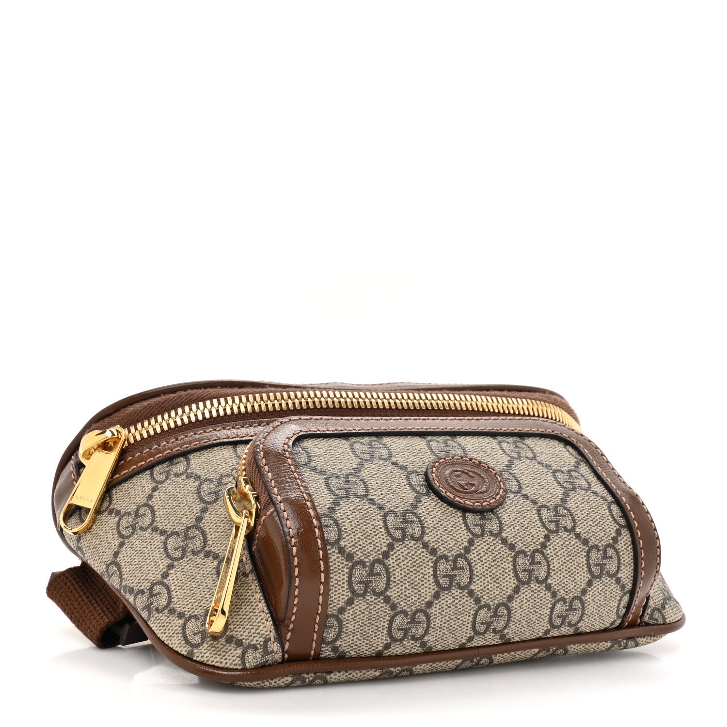 Gucci GG Supreme Monogram Textured Calfskin Retro Interlocking G Belt Bag Beige Ebony Brown Sugar 4 of 11