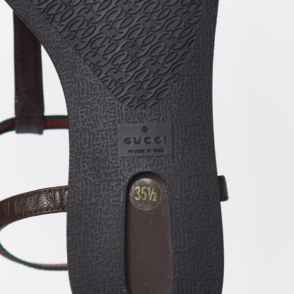 Gucci Calfskin Web Thong Sandals 35.5 Brown 6 of 7