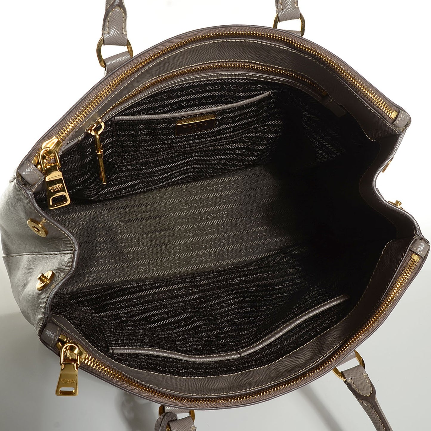 Saffiano Lux Large Double Zip Tote Argilla