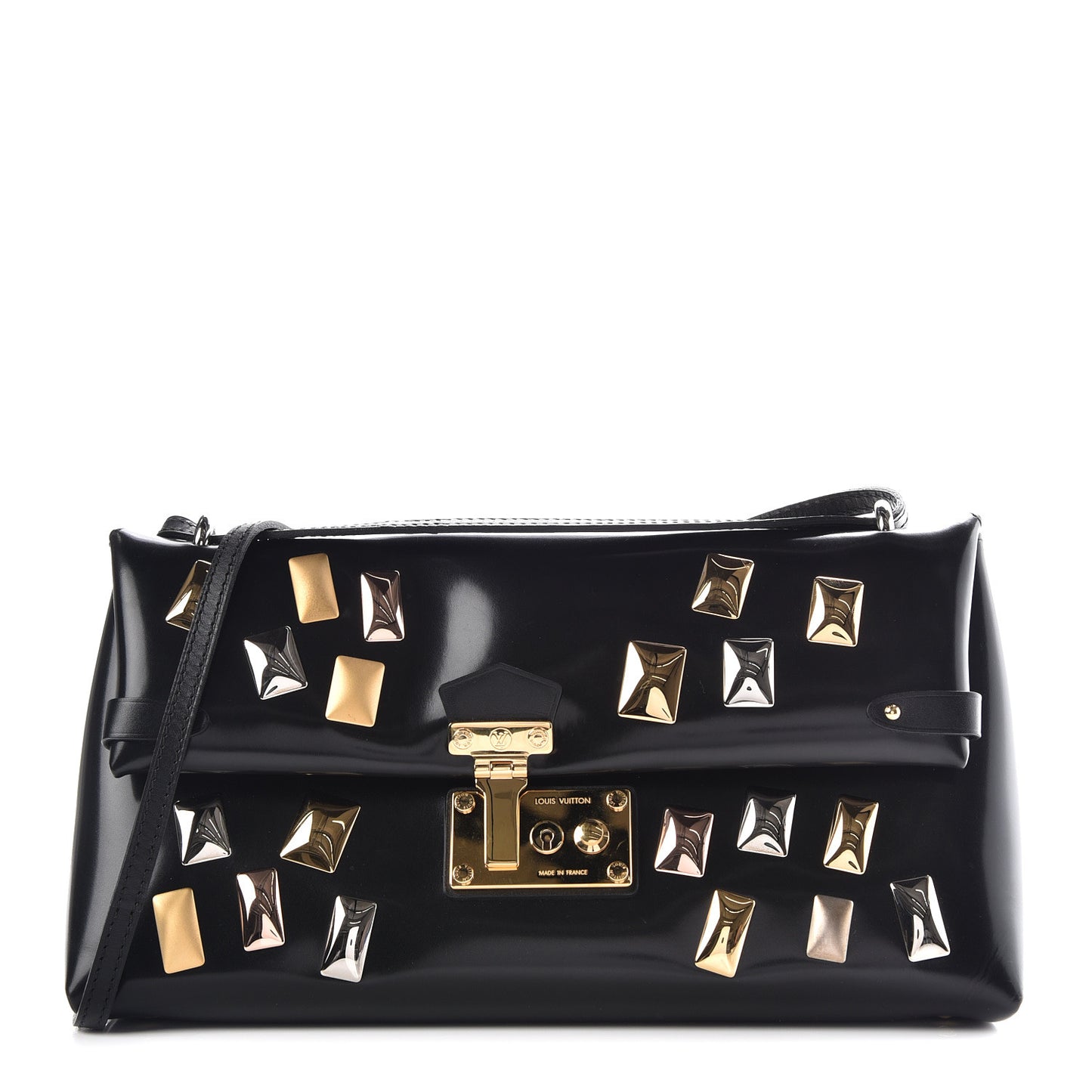 Glazed Calfskin Sac Triangle PM Black