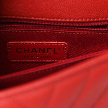 Chanel Caviar Chevron Quilted Mini Coco Handle Flap Red 6 of 11