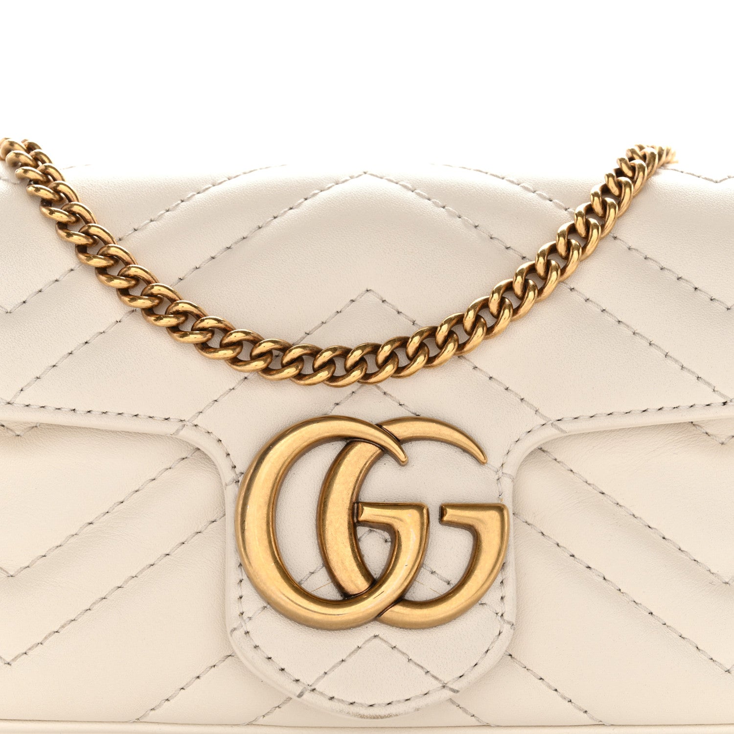 Gucci Calfskin Matelasse Super Mini GG Marmont Shoulder Bag White 8 of 12