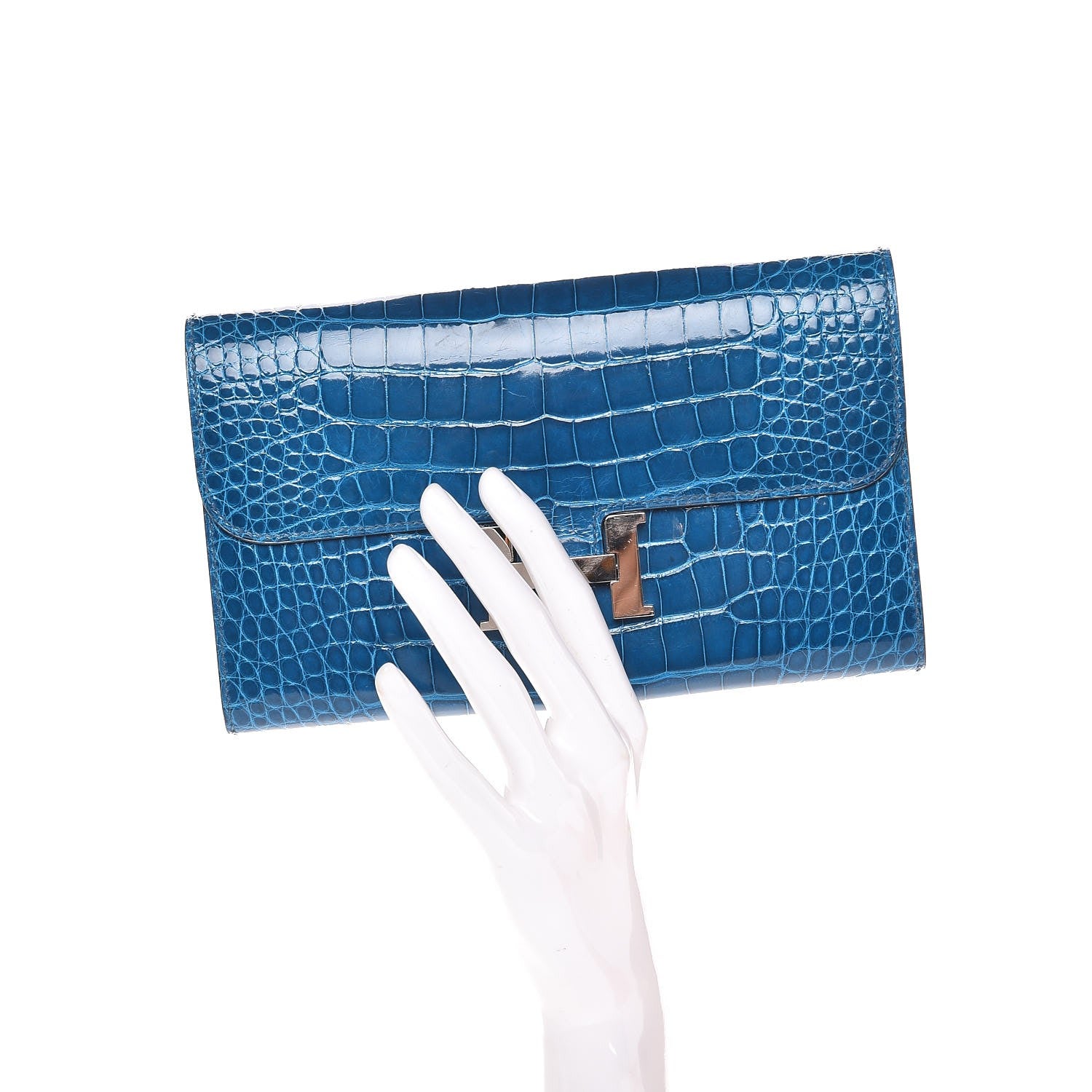 Hermes Shiny Alligator Constance Wallet Bleu Izmir 2 of 9