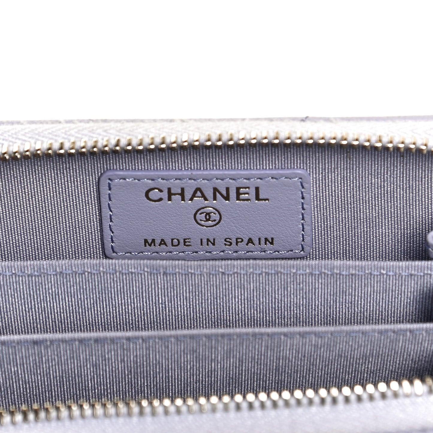 Lambskin Quilted Chanel 19 Zip Around Coin Purse Wallet Light Purple
