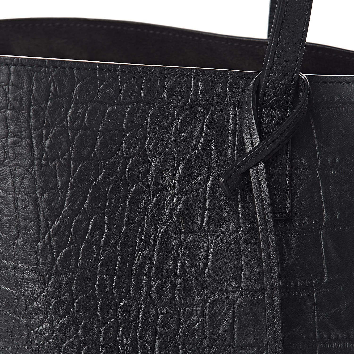 Saint Laurent Calfskin Crocodile Embossed Large Shopper Tote Black 12 of 12