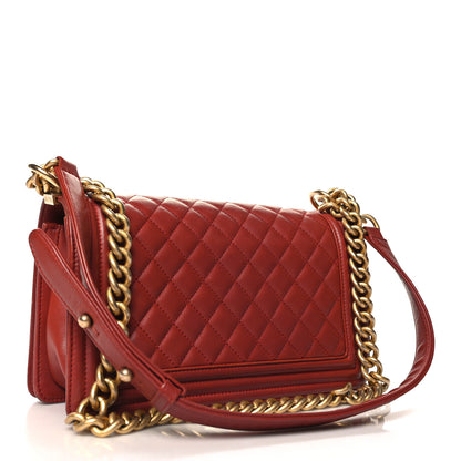 Chanel Calfskin Quilted Medium Boy Flap Dark Red 3 of 10