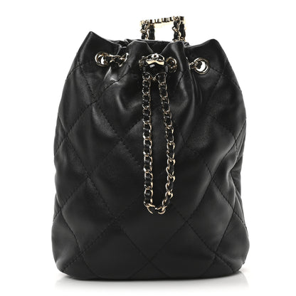 Chanel Shiny Lambskin Quilted Drawstring Backpack Black 1 of 10