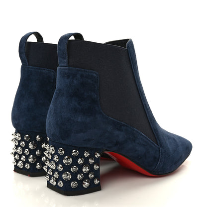 Christian Louboutin Veau Velours Spiked Study Stretch 55 Ankle Boots 36.5 Blue 4 of 8
