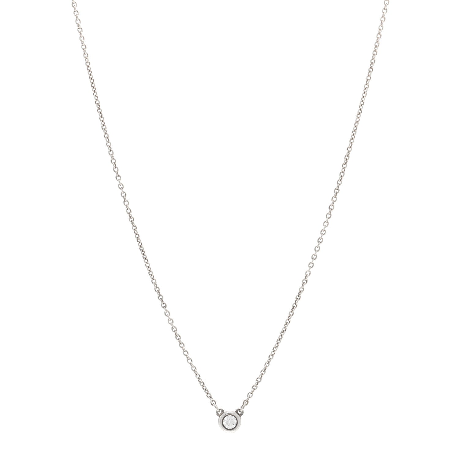 Tiffany Sterling Silver Diamond .07ct Elsa Peretti Diamonds by the Yard Pendant Necklace 1 of 4