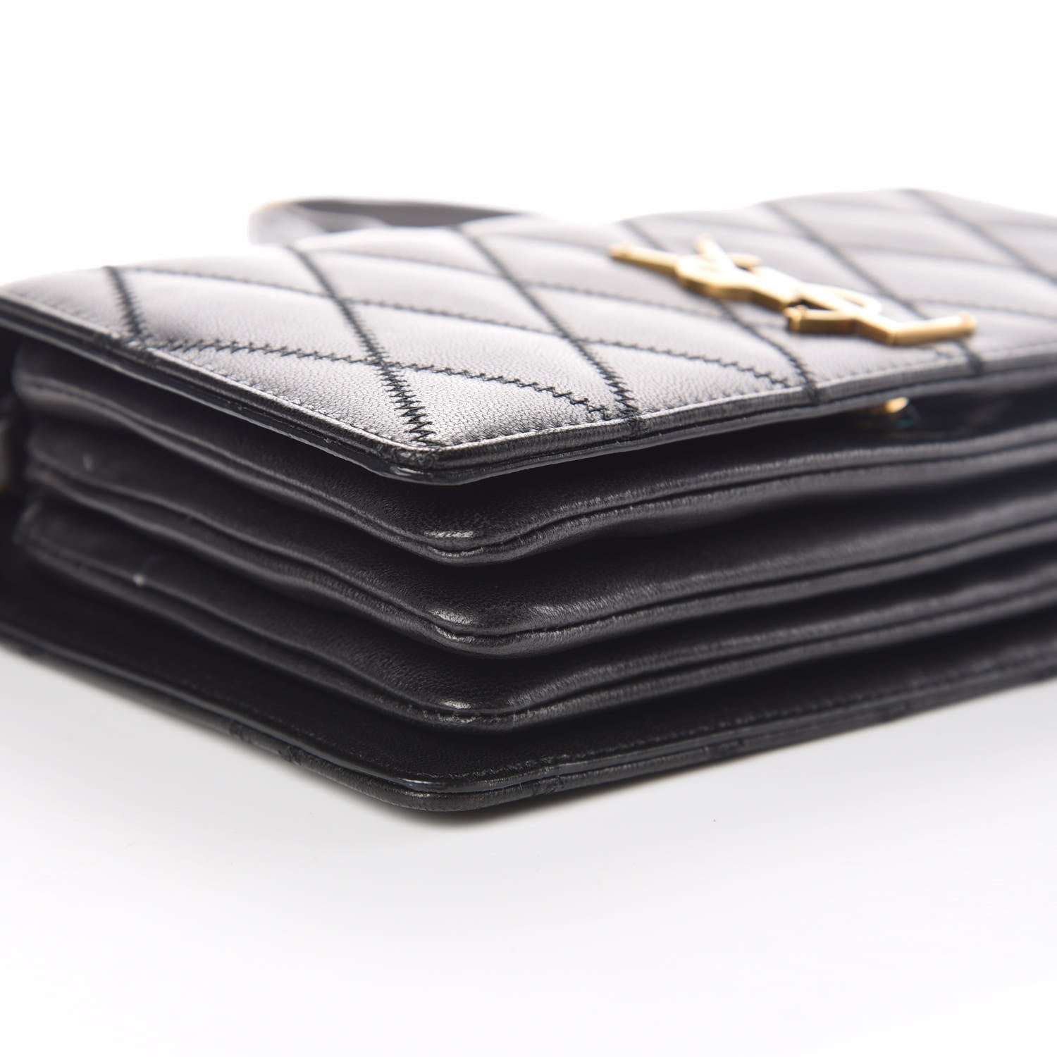 Saint Laurent Lambskin Diamond Quilted Monogram Angie Chain Bag Black 5 of 16