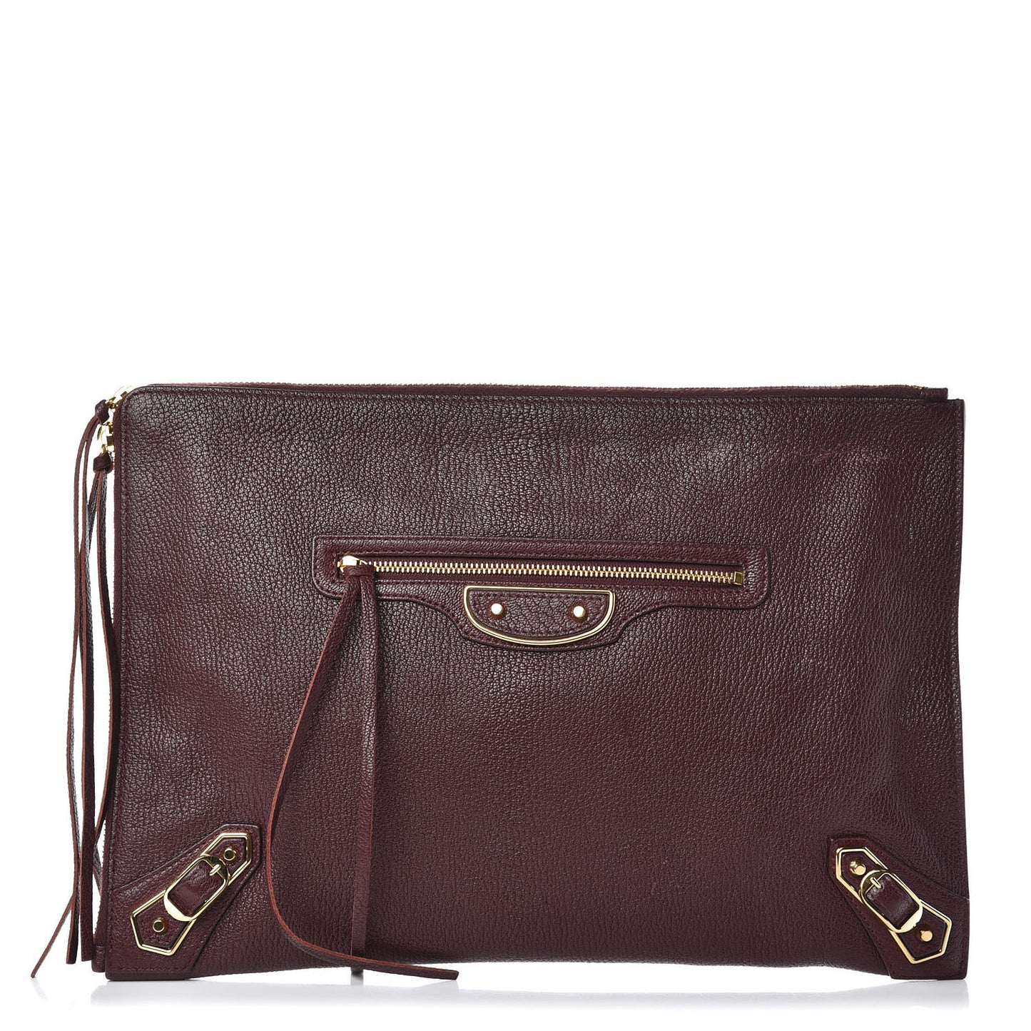Chevre Gold Metallic Edge Hardware Pouch
