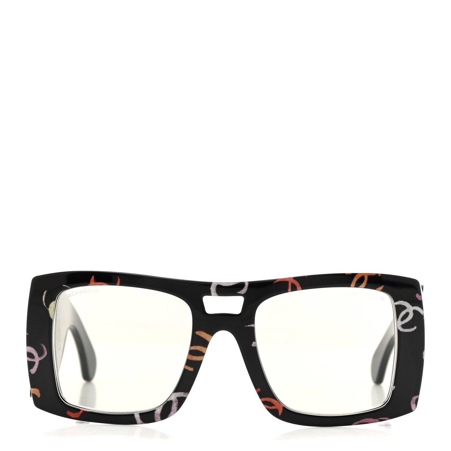 Chanel Acetate CC Logo Square Sunglasses 71628 Black Multicolor 2 of 8