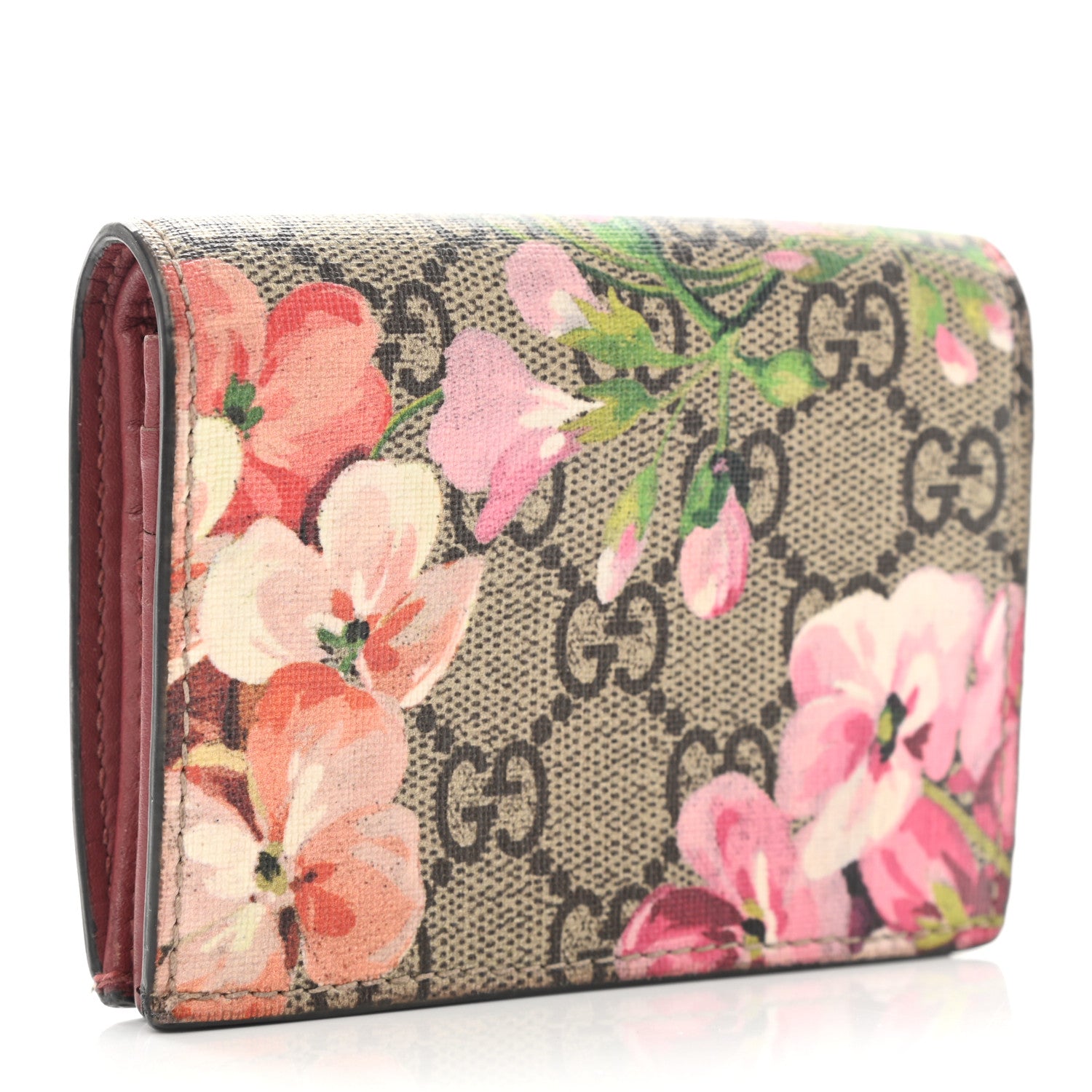 Gucci GG Supreme Monogram Blooms Card Case Beige Multicolor Dry Rose 3 of 7