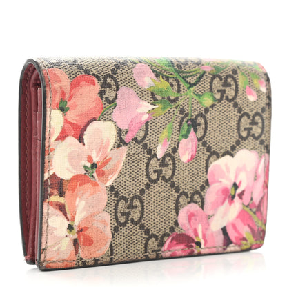 Gucci GG Supreme Monogram Blooms Card Case Beige Multicolor Dry Rose 3 of 7
