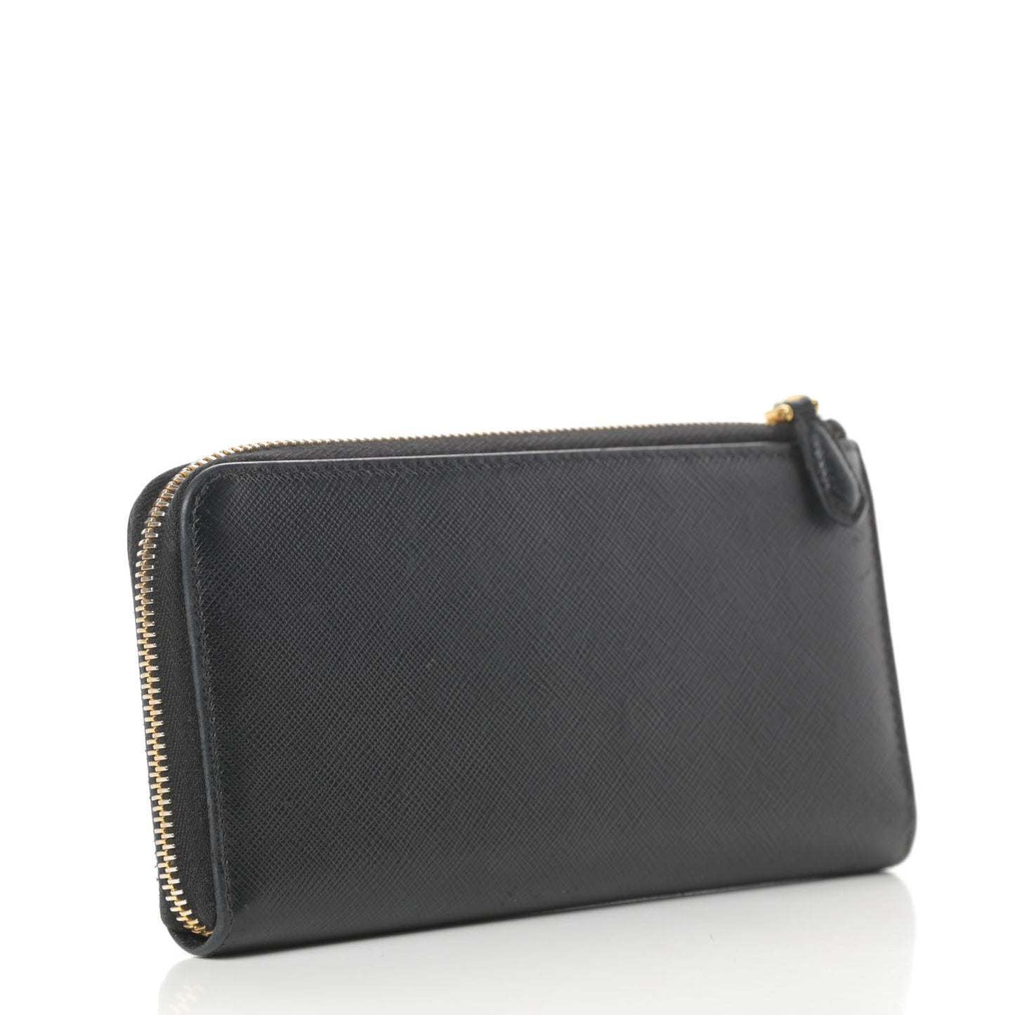 Saffiano Metal Zip Around Wallet Black