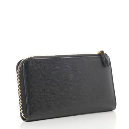 Prada Saffiano Metal Zip Around Wallet Black 3 of 11