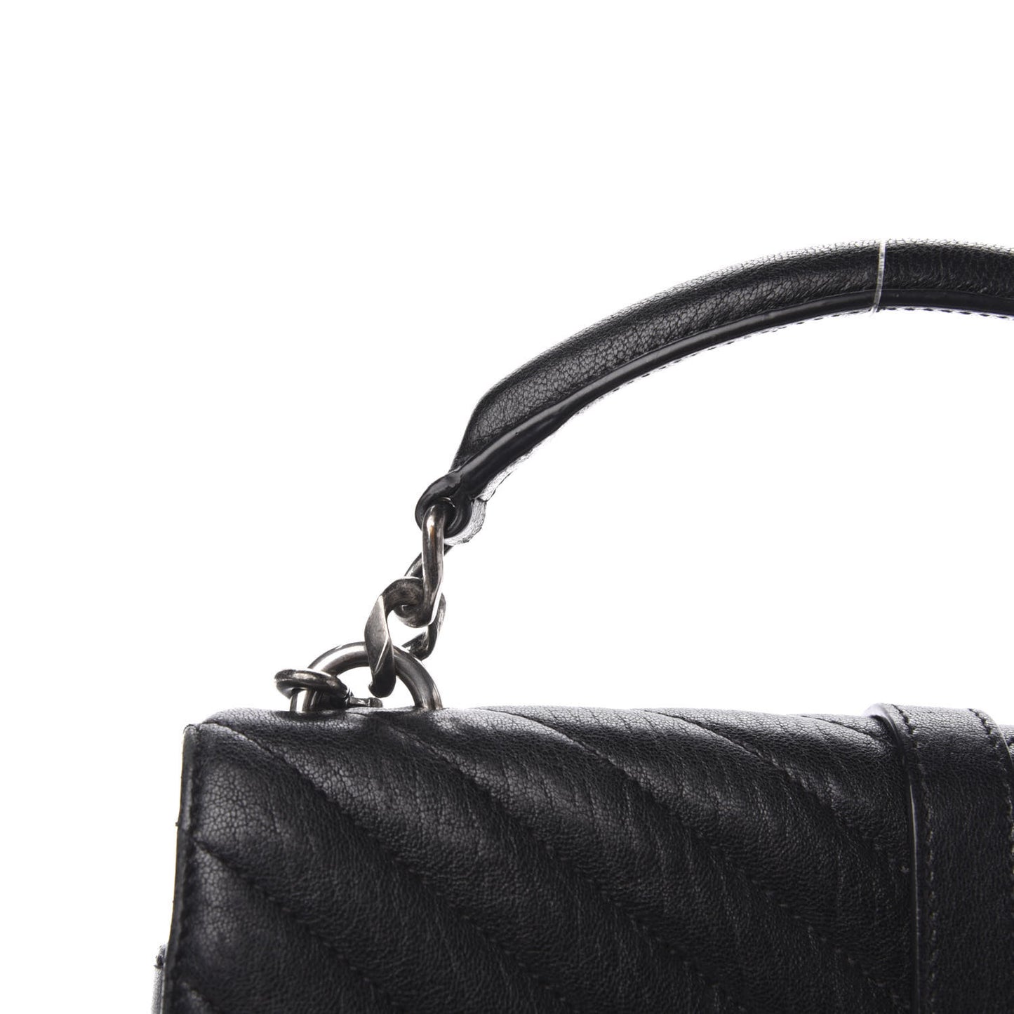 Sheepskin Matelasse Chevron Monogram Medium College Bag Black