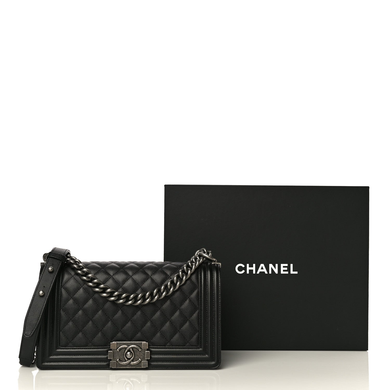 Chanel Caviar Quilted Medium Boy Flap Black 12 of 12