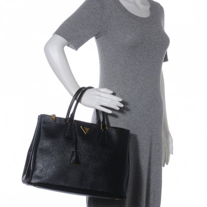 Prada Saffiano Lux Medium Double Zip Tote Nero Black 2 of 9