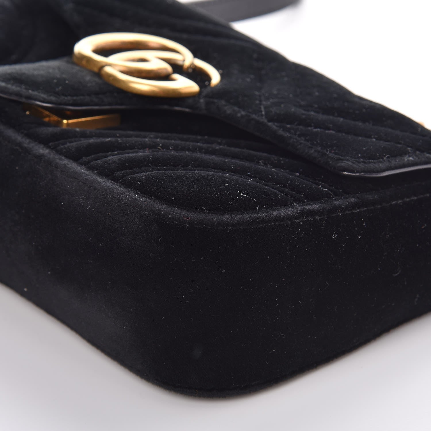 Gucci Velvet Matelasse Mini GG Marmont Shoulder Bag Black 6 of 15