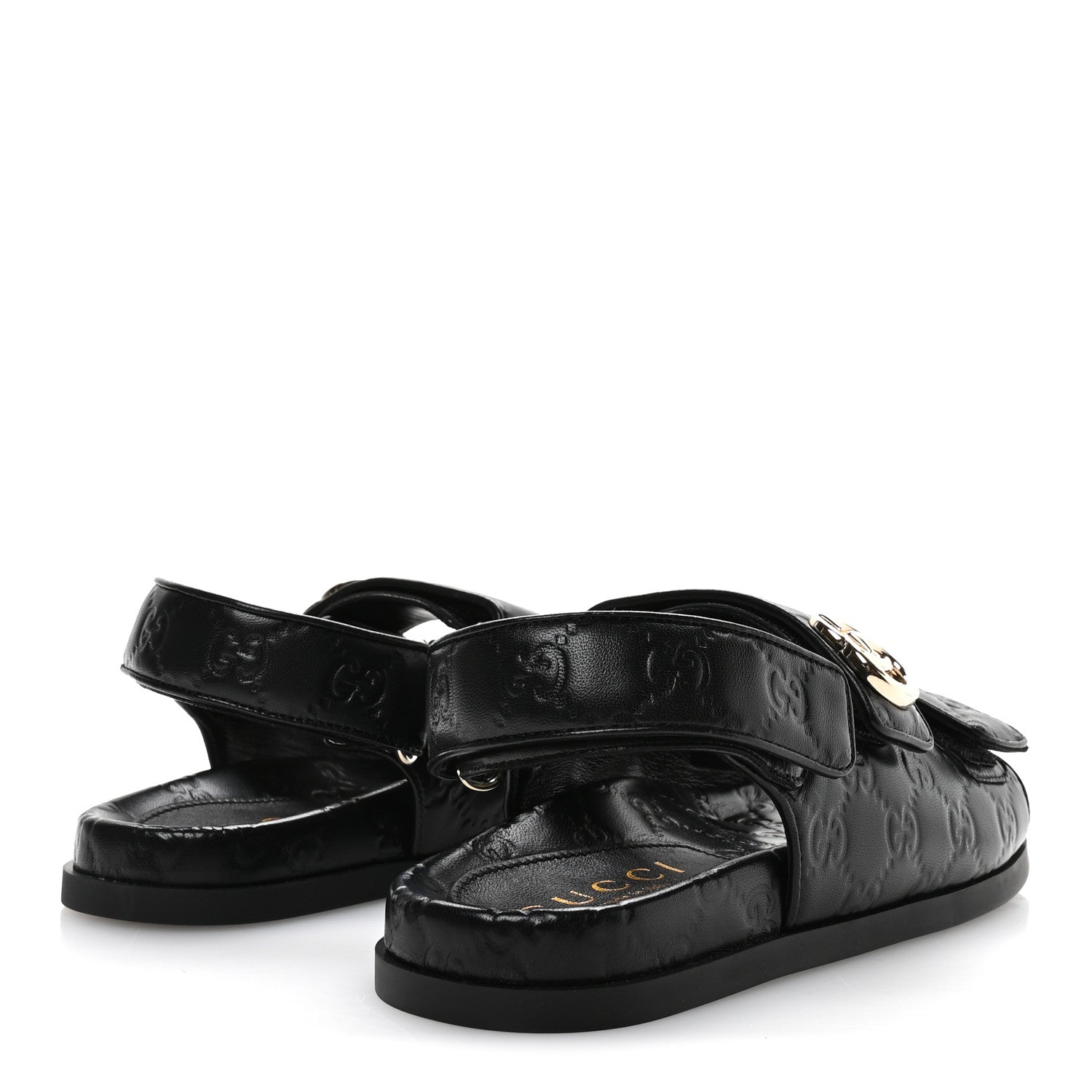 Gucci Guccissima GG Embossed Womens Sandals 37.5 Black 5 of 9