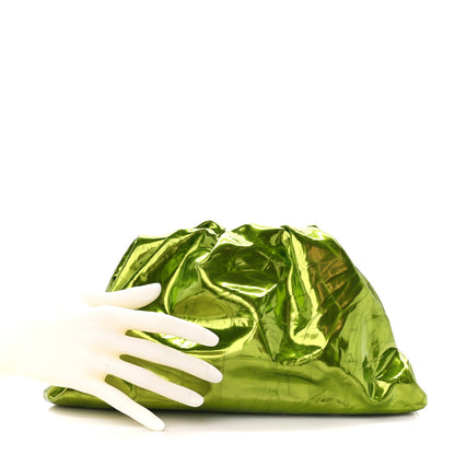 Bottega Veneta Metallic Crushed Calfskin Teen Pouch Chlorophyll 2 of 11