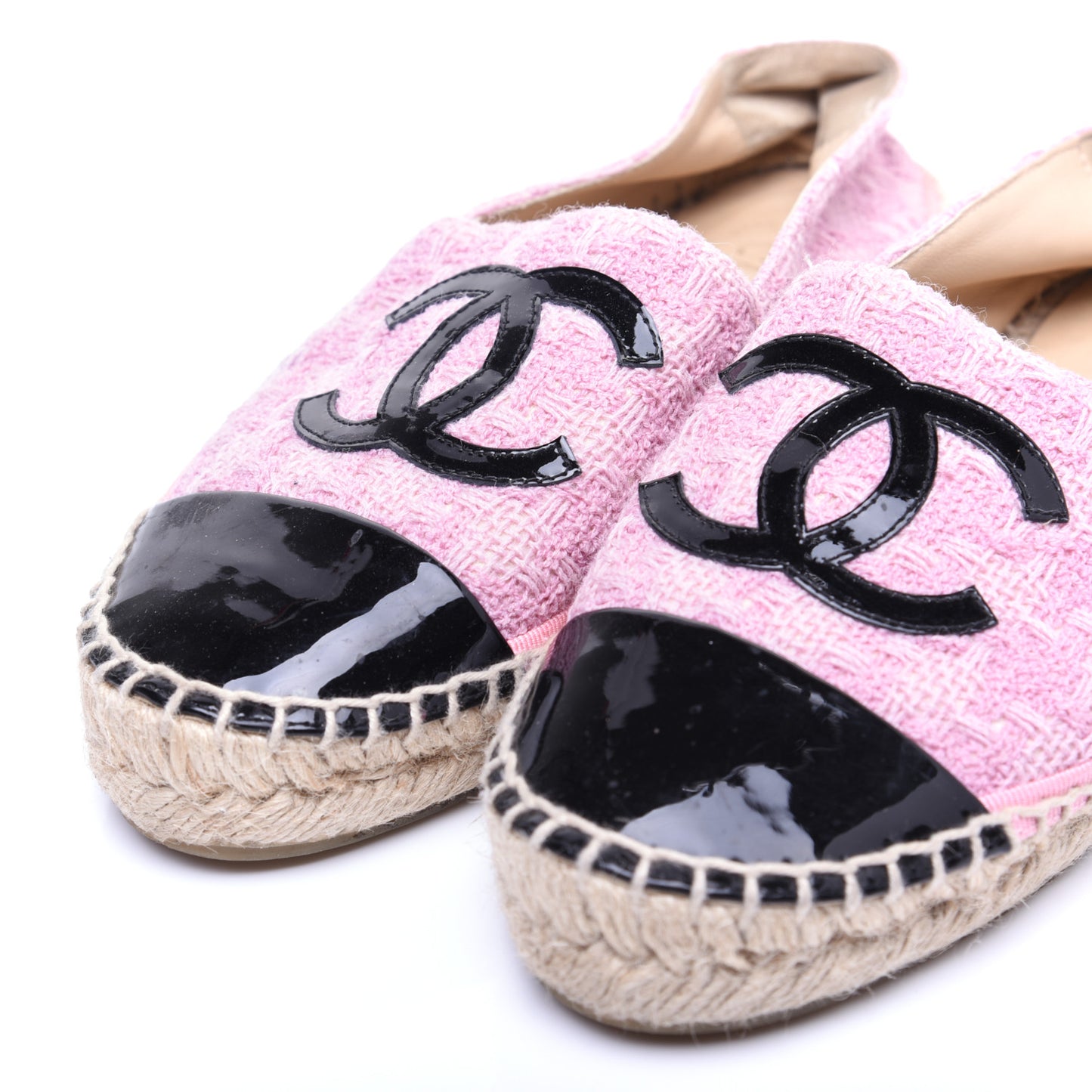 Tweed Patent CC Espadrilles 36 Pink Black