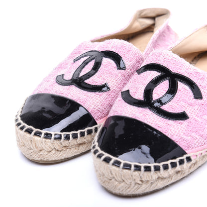 Chanel Tweed Patent CC Espadrilles 36 Pink Black 5 of 12