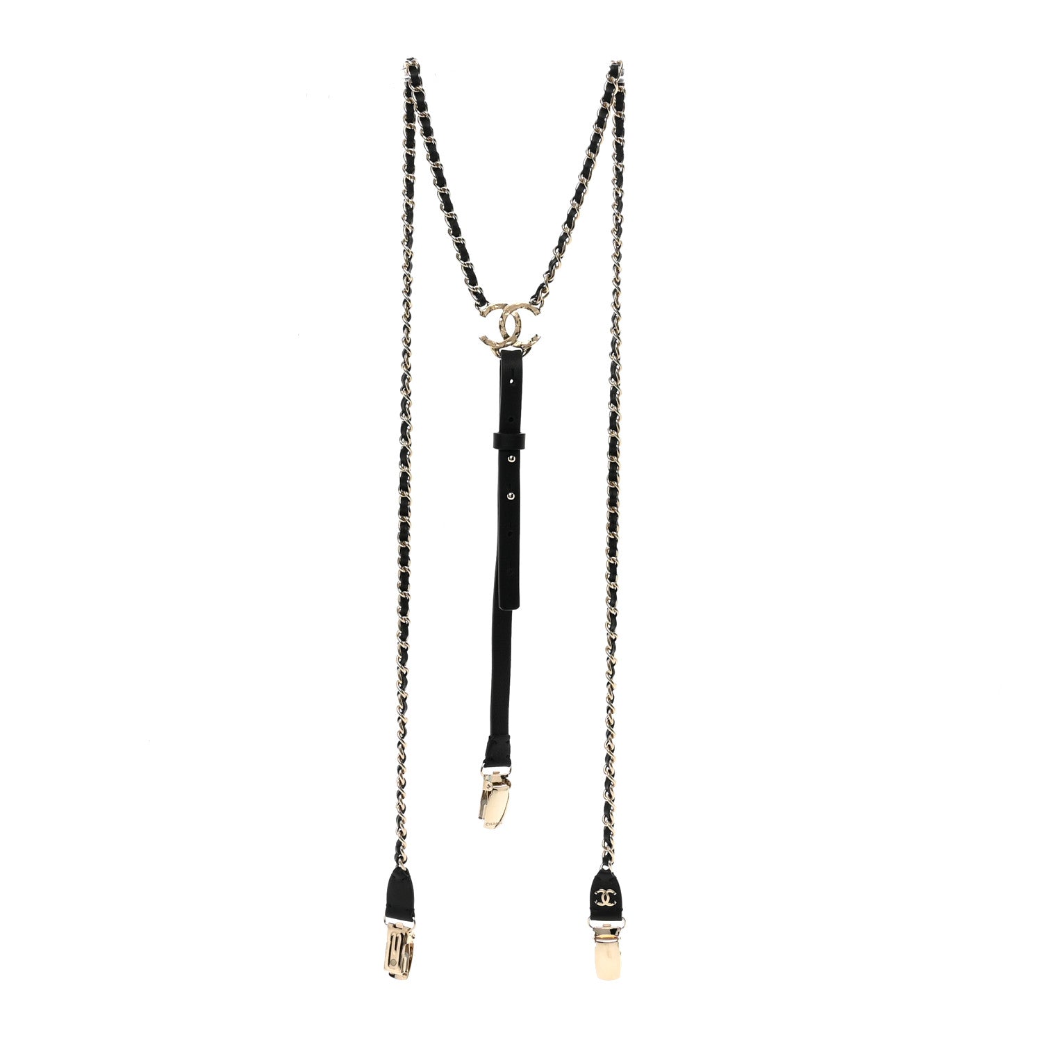 Chanel Calfskin CC Chain Suspenders S Black 2 of 3