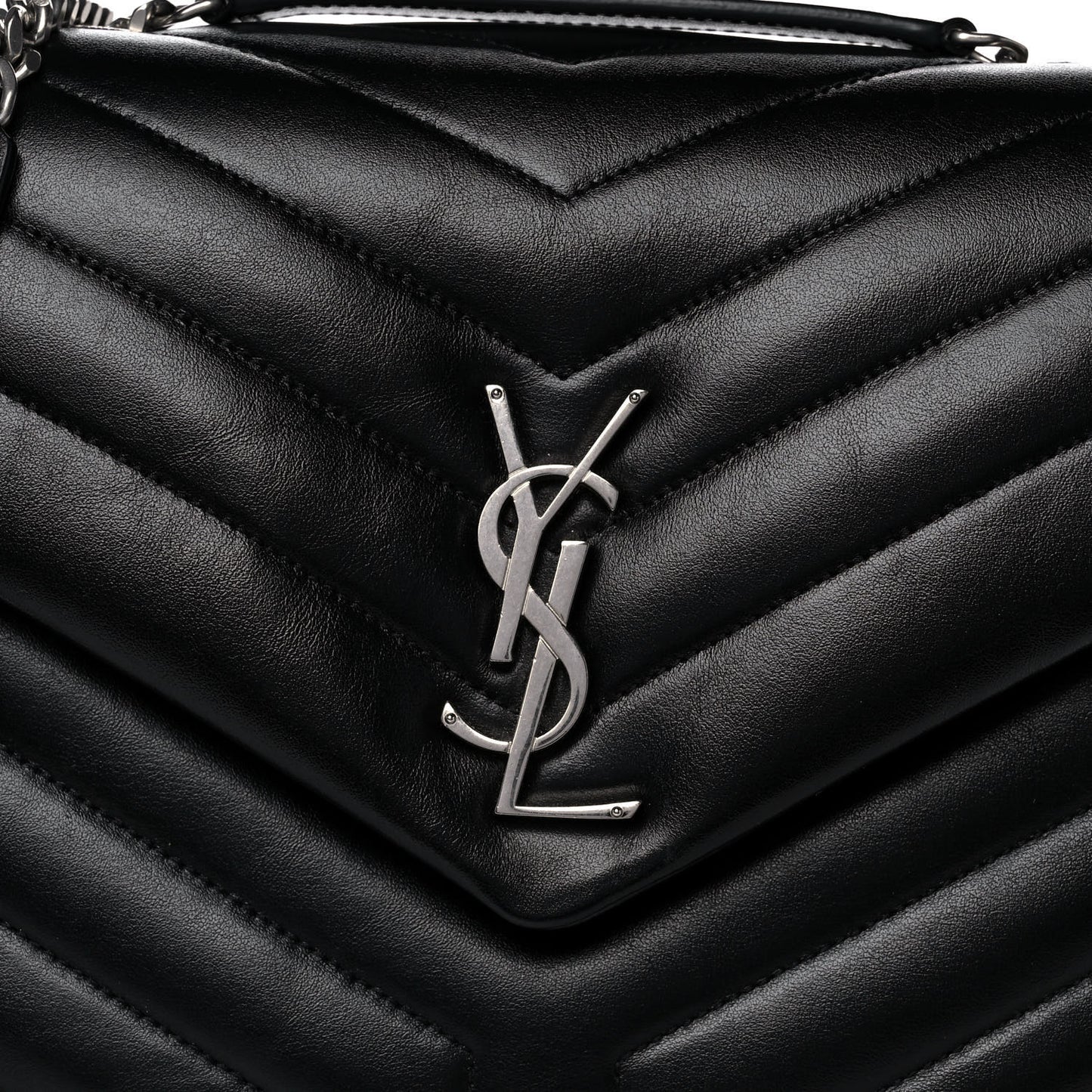 Calfskin Y Quilted Monogram Medium Loulou Chain Satchel Black